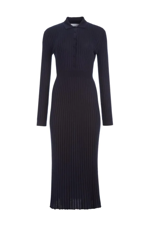 Women Dresses Gabriela Hearst Ardor Knit Dress In Navy Cashmere Silk