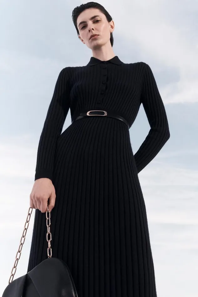 Women Dresses Gabriela Hearst Ardor Knit Dress In Navy Cashmere Silk