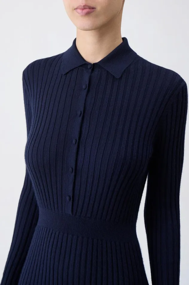 Women Dresses Gabriela Hearst Ardor Knit Dress In Navy Cashmere Silk