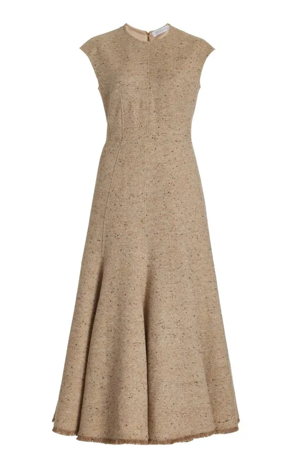 Women Dresses Gabriela Hearst Crowther Dress In Oatmeal Multi Cashmere Virgin Wool