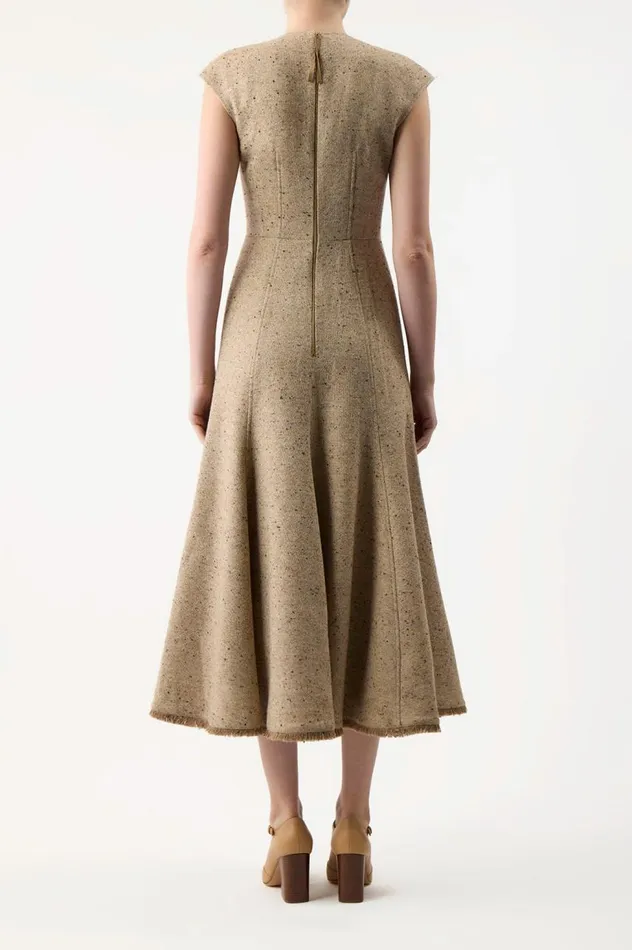 Women Dresses Gabriela Hearst Crowther Dress In Oatmeal Multi Cashmere Virgin Wool