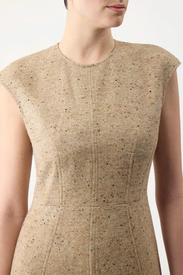 Women Dresses Gabriela Hearst Crowther Dress In Oatmeal Multi Cashmere Virgin Wool