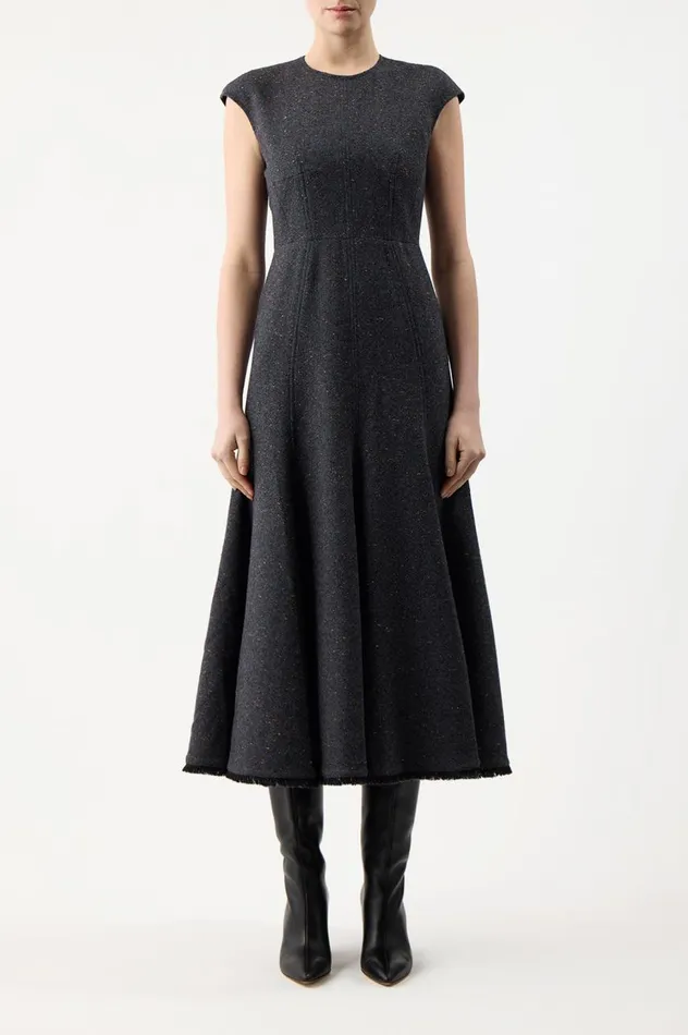 Women Dresses Gabriela Hearst Crowther Dress In State Multi Cashmere Virgin Wool