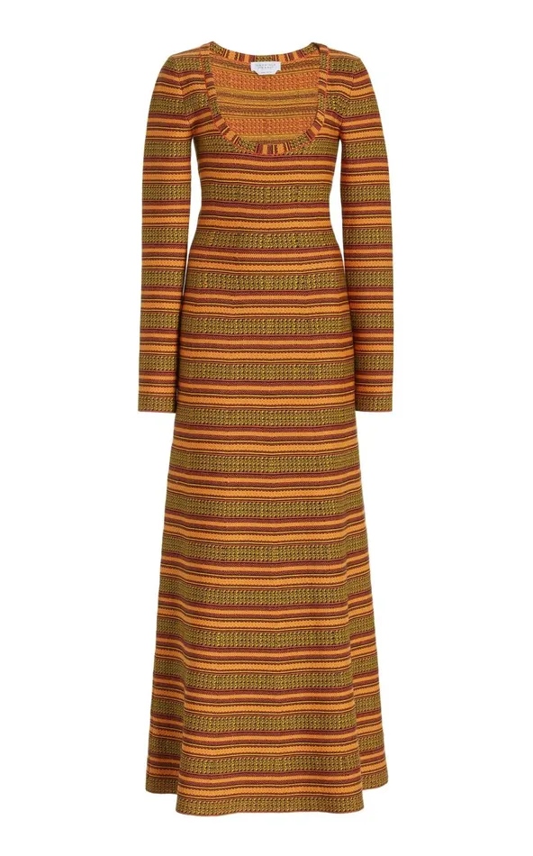 Women Dresses Gabriela Hearst Hank Knit Dress In Fire Multi Merino Wool