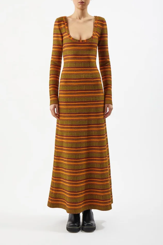 Women Dresses Gabriela Hearst Hank Knit Dress In Fire Multi Merino Wool