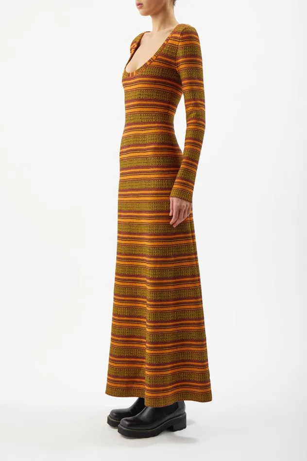 Women Dresses Gabriela Hearst Hank Knit Dress In Fire Multi Merino Wool