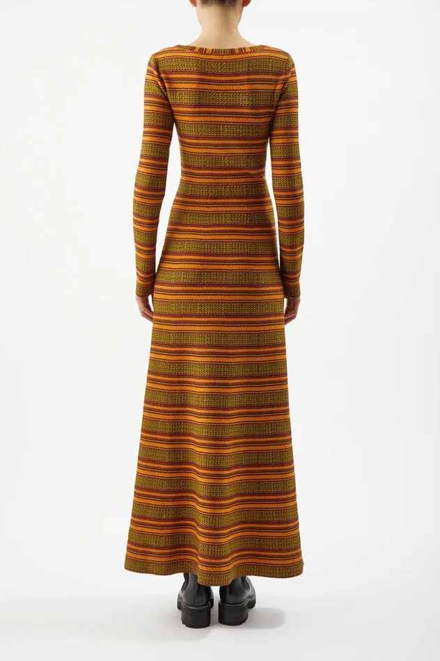 Women Dresses Gabriela Hearst Hank Knit Dress In Fire Multi Merino Wool