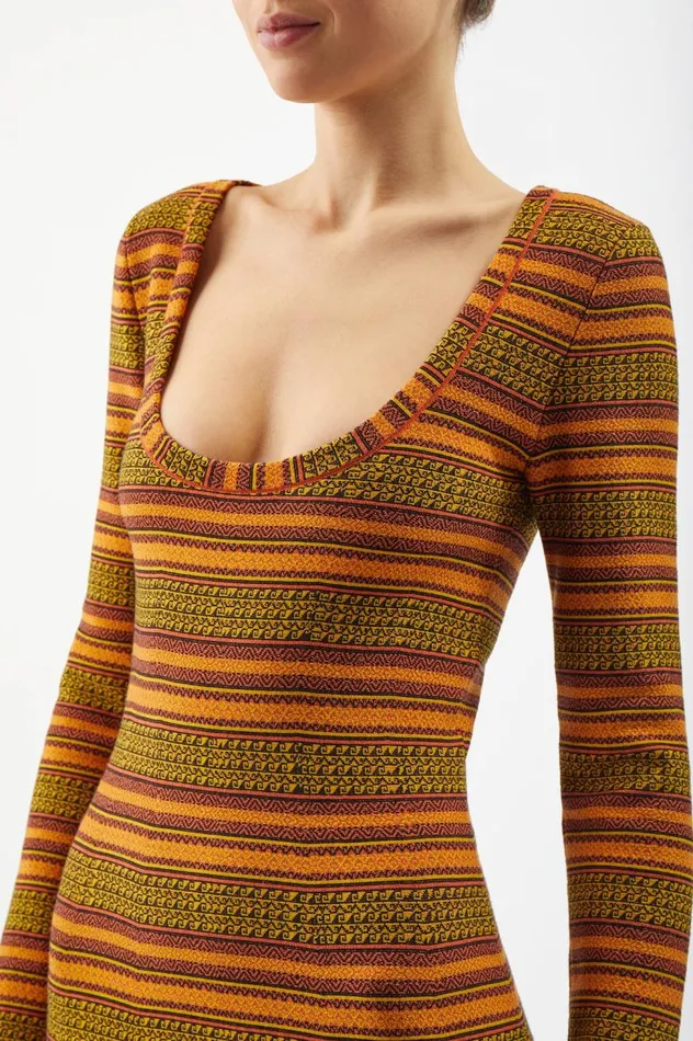 Women Dresses Gabriela Hearst Hank Knit Dress In Fire Multi Merino Wool