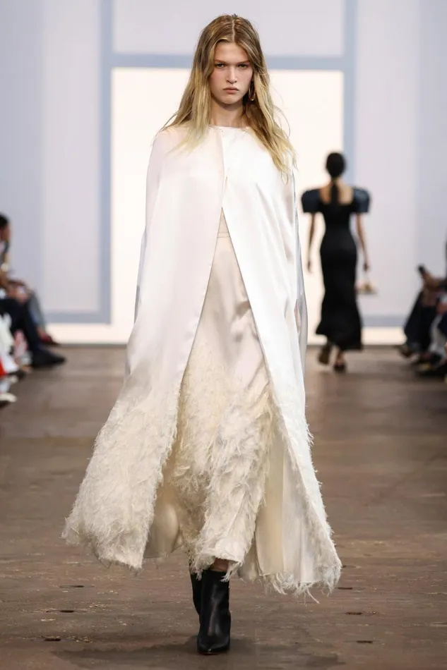 Women Dresses Gabriela Hearst Maslow Feather Dress In Ivory Silk Satin