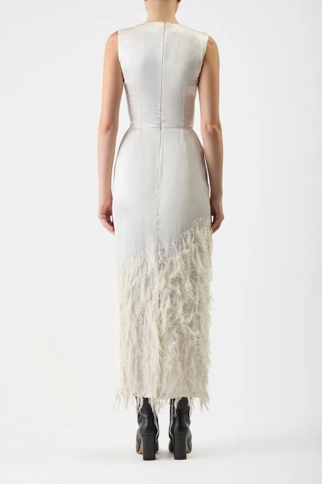 Women Dresses Gabriela Hearst Maslow Feather Dress In Ivory Silk Satin