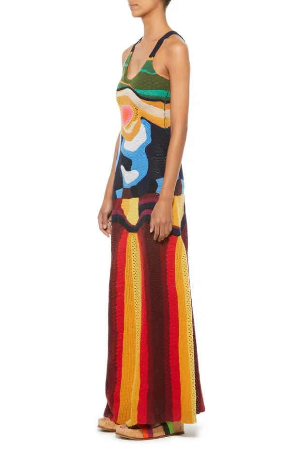 Women Dresses Gabriela Hearst Tamra Crochet Dress In Mineral Multi Cashmere