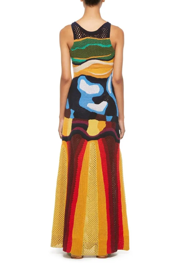 Women Dresses Gabriela Hearst Tamra Crochet Dress In Mineral Multi Cashmere