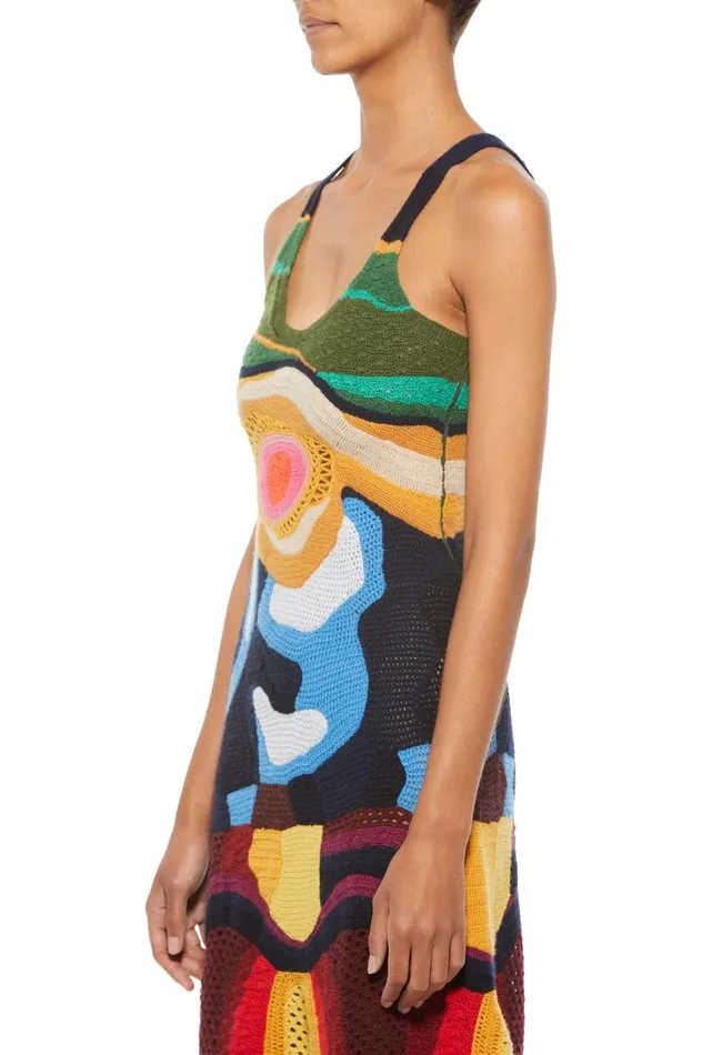 Women Dresses Gabriela Hearst Tamra Crochet Dress In Mineral Multi Cashmere