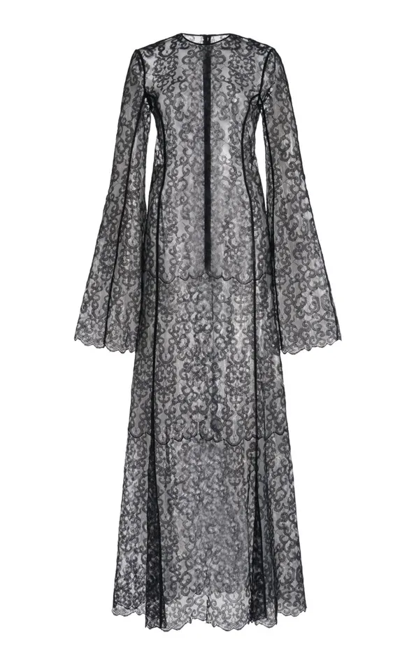 Women Dresses Gabriela Hearst Zimmer Dress With Slip In Black Silk Lace