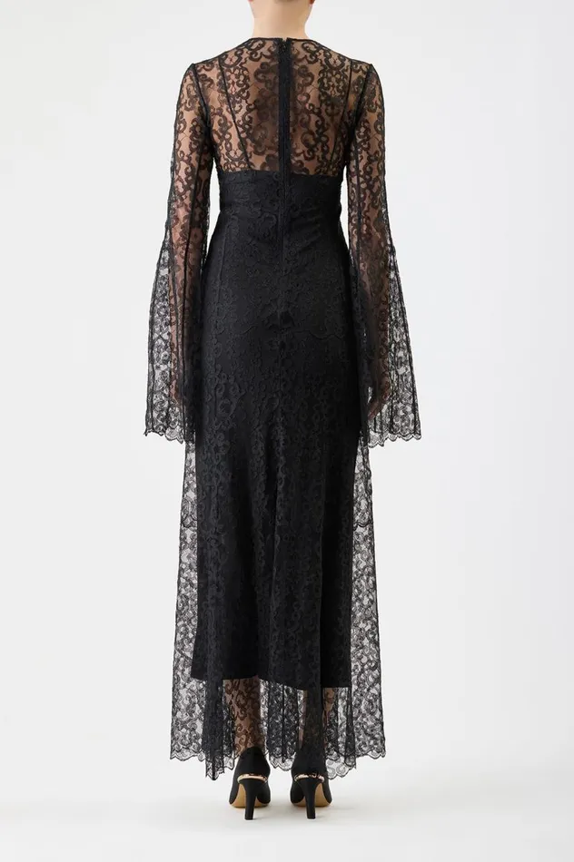 Women Dresses Gabriela Hearst Zimmer Dress With Slip In Black Silk Lace