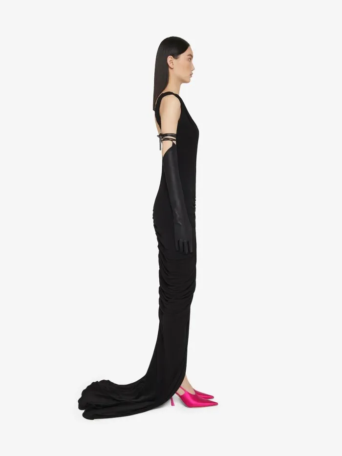 Women Dresses Givenchy Ruched Dress With Twisted Straps In Crepe Black