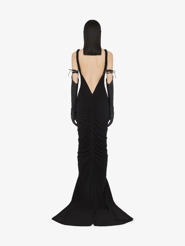 Women Dresses Givenchy Ruched Dress With Twisted Straps In Crepe Black