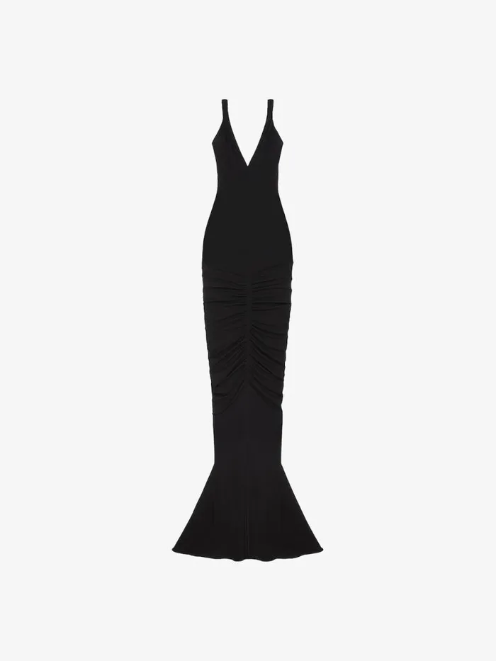 Women Dresses Givenchy Ruched Dress With Twisted Straps In Crepe Black
