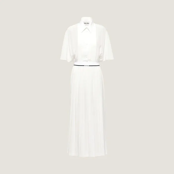 Women Dresses Miu Miu Crepe De Chine Midi Dress White