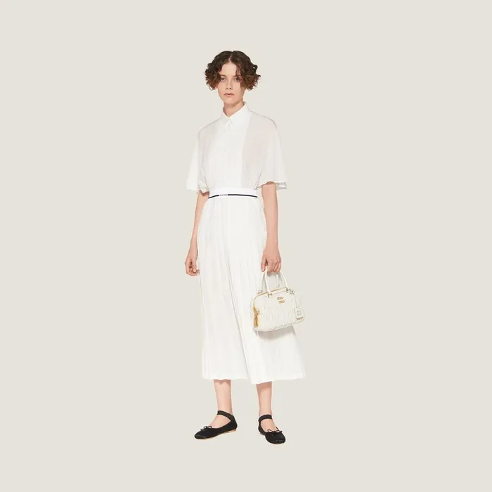 Women Dresses Miu Miu Crepe De Chine Midi Dress White Women Dresses Miu Miu Crepe De Chine Midi Dress White