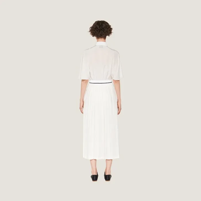 Women Dresses Miu Miu Crepe De Chine Midi Dress White Women Dresses Miu Miu Crepe De Chine Midi Dress White