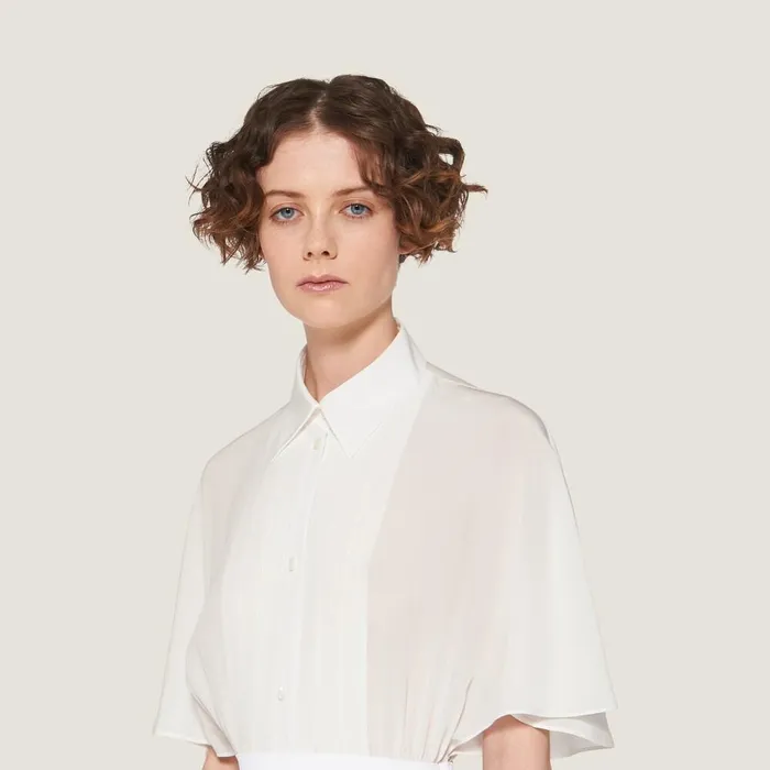 Women Dresses Miu Miu Crepe De Chine Midi Dress White Women Dresses Miu Miu Crepe De Chine Midi Dress White