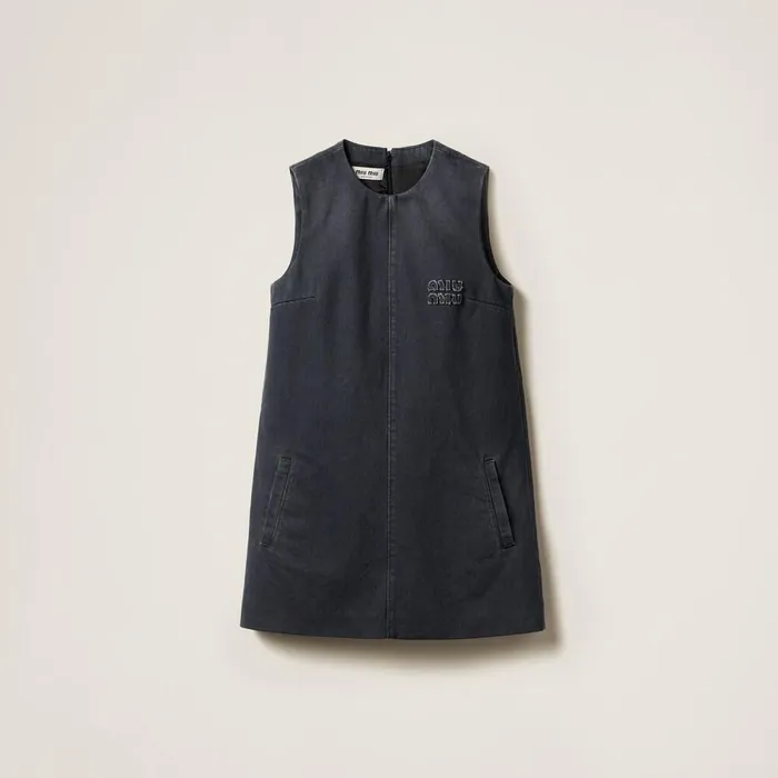 Women Dresses Miu Miu Drill Minidress Grey