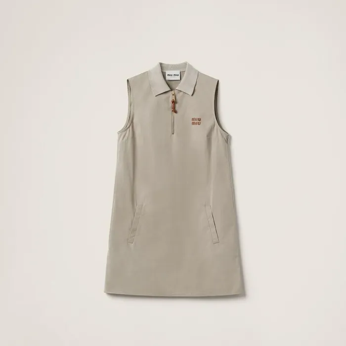 Women Dresses Miu Miu Panama Cotton Dress Clay Grey
