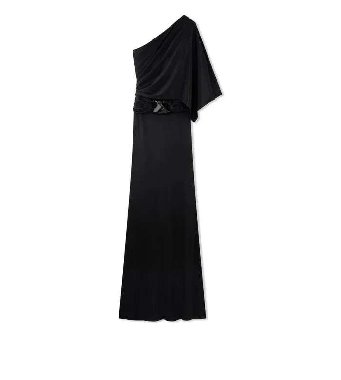 Women Dresses Tom Ford Slick Jersey One Shoulder Evening Dress Black