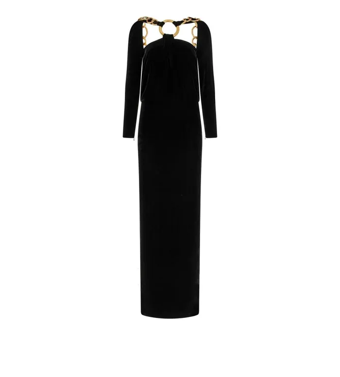 Women Dresses Tom Ford Velvet Open Back Gown With Chain Black