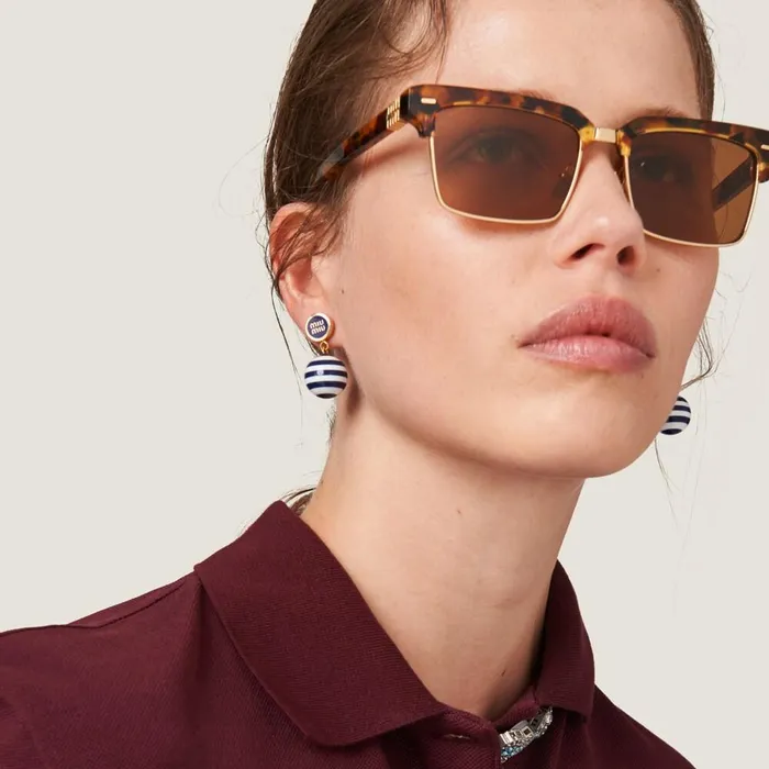 Women Earrings Miu Miu Metal And Pearl Earrings Navy Women Earrings Miu Miu Metal And Pearl Earrings Navy