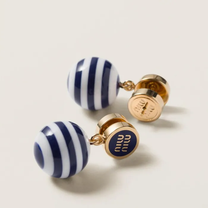 Women Earrings Miu Miu Metal And Pearl Earrings Navy Women Earrings Miu Miu Metal And Pearl Earrings Navy