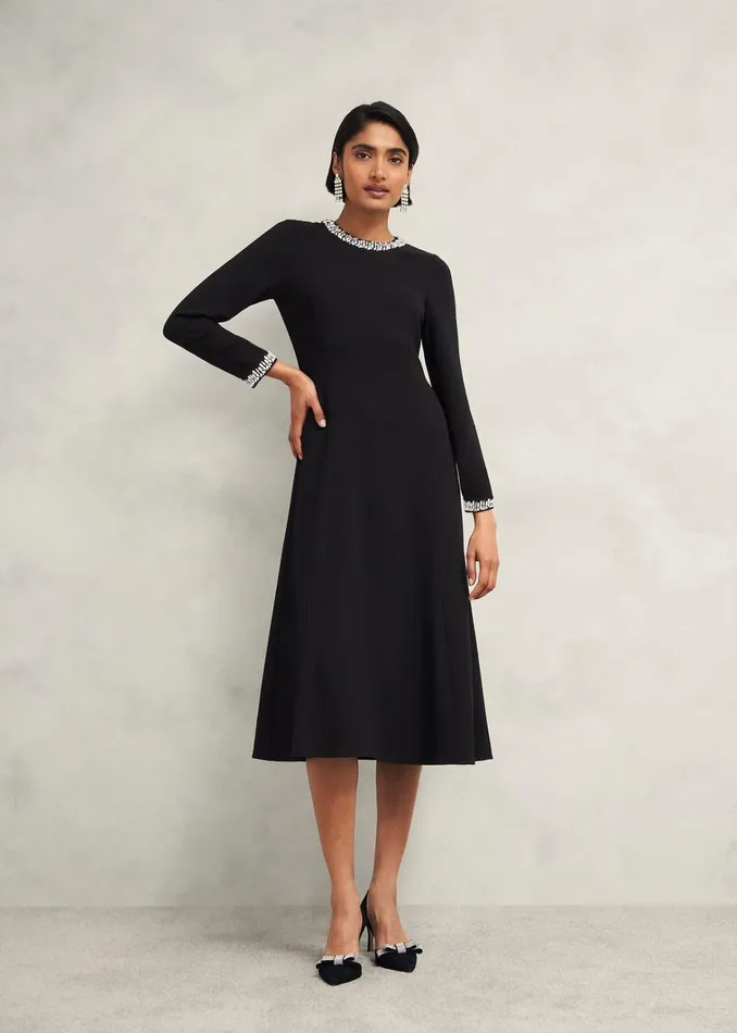 Women Eugenie Trim Detail Dress Hobbs Black Hobbs Dresses and Jumpsuits