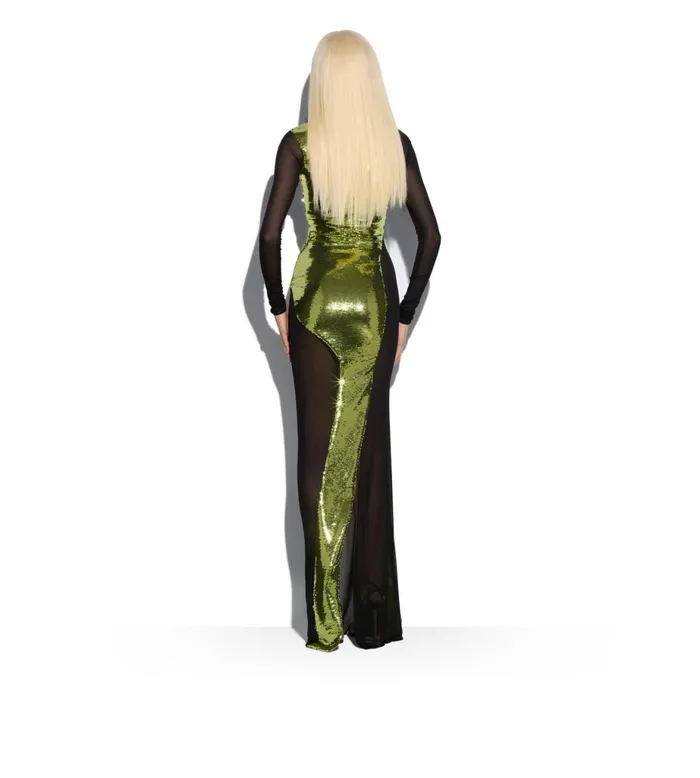 Women Evening Tom Ford Liquid Sequins Evening Dress Lime Women Evening Tom Ford Liquid Sequins Evening Dress Lime