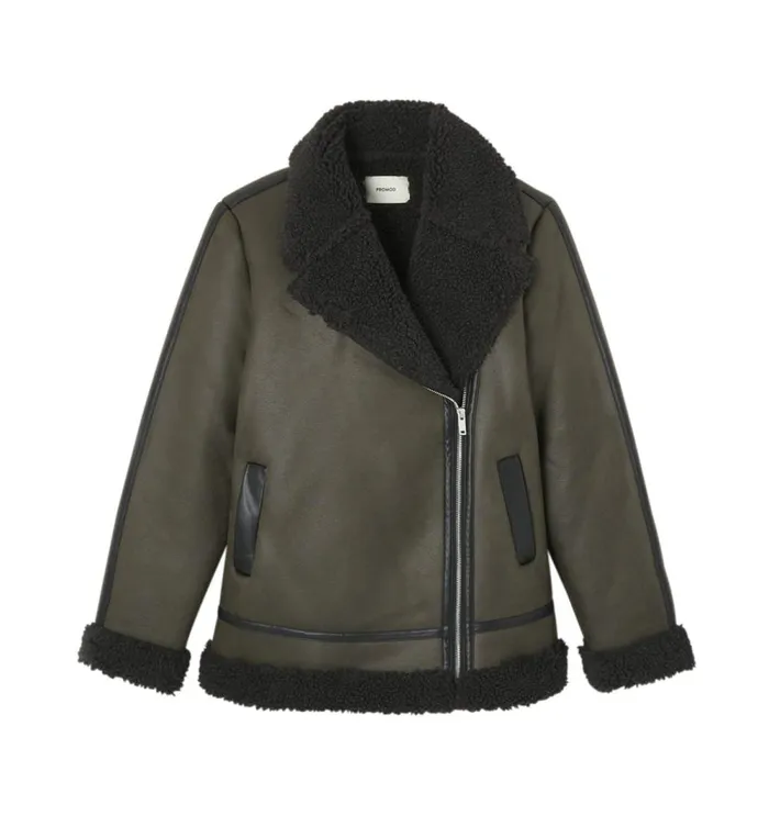 Women Faux Sheepskin Jacket 8211 Khaki Promod Coats Women Faux Sheepskin Jacket 8211 Khaki Promod Coats