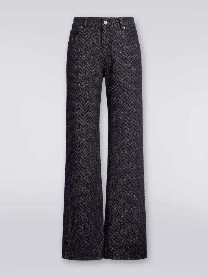 Women FivePocket Cotton Trousers With Zigzag Pattern And Embroidery On The Back Pocket Black Missoni Trousers Women FivePocket Cotton Trousers With Zigzag Pattern And Embroidery On The Back Pocket Black Missoni Trousers
