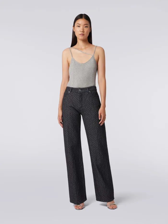 Women FivePocket Cotton Trousers With Zigzag Pattern And Embroidery On The Back Pocket Black Missoni Trousers Women FivePocket Cotton Trousers With Zigzag Pattern And Embroidery On The Back Pocket Black Missoni Trousers