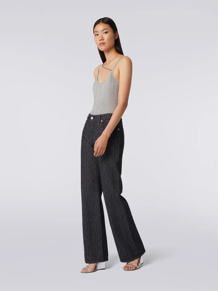 Women FivePocket Cotton Trousers With Zigzag Pattern And Embroidery On The Back Pocket Black Missoni Trousers Women FivePocket Cotton Trousers With Zigzag Pattern And Embroidery On The Back Pocket Black Missoni Trousers