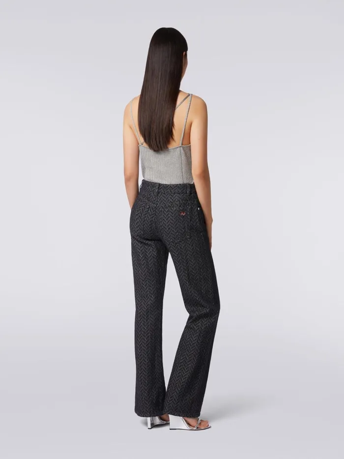 Women FivePocket Cotton Trousers With Zigzag Pattern And Embroidery On The Back Pocket Black Missoni Trousers Women FivePocket Cotton Trousers With Zigzag Pattern And Embroidery On The Back Pocket Black Missoni Trousers