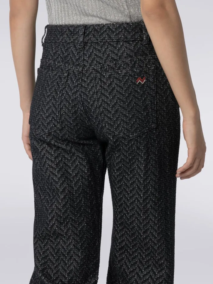 Women FivePocket Cotton Trousers With Zigzag Pattern And Embroidery On The Back Pocket Black Missoni Trousers Women FivePocket Cotton Trousers With Zigzag Pattern And Embroidery On The Back Pocket Black Missoni Trousers