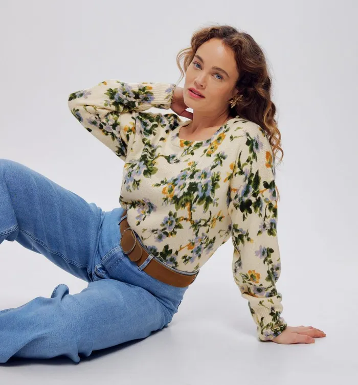 Women Floral Jumper 8211 Ecru Print Promod Jumpers And Cardigans