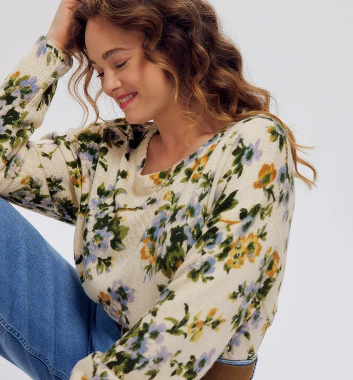 Women Floral Jumper 8211 Ecru Print Promod Jumpers And Cardigans Women Floral Jumper 8211 Ecru Print Promod Jumpers And Cardigans