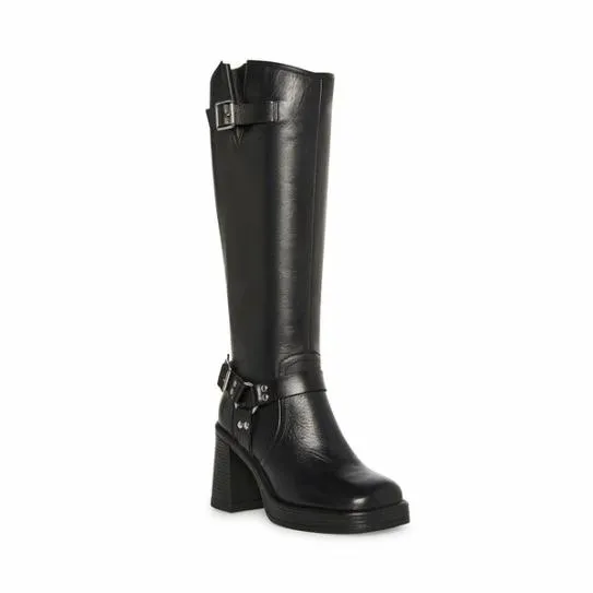 Women FRANCINE BLACK LEATHER Black Leather Steve Madden Boots and Booties Women FRANCINE BLACK LEATHER Black Leather Steve Madden Boots and Booties