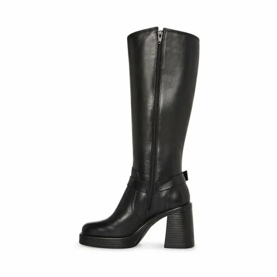 Women FRANCINE BLACK LEATHER Black Leather Steve Madden Boots and Booties Women FRANCINE BLACK LEATHER Black Leather Steve Madden Boots and Booties