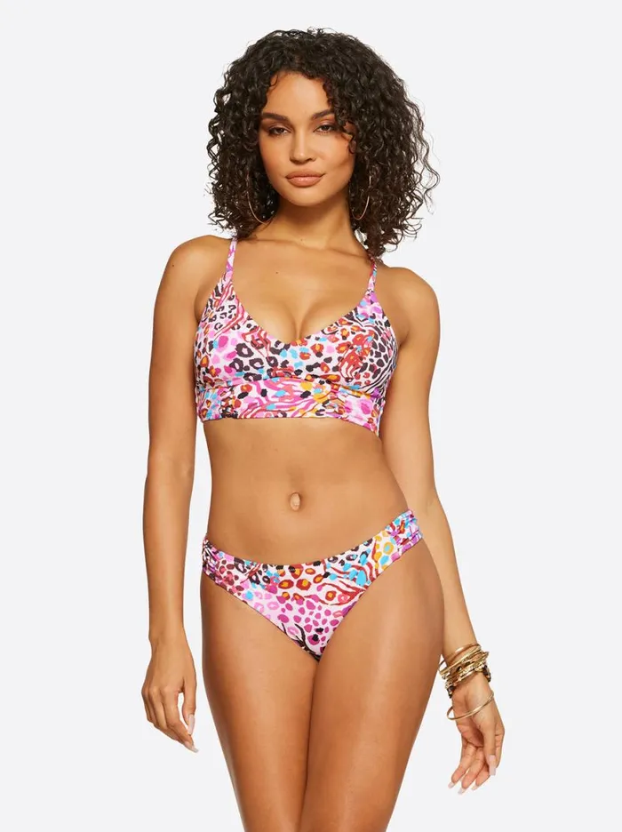 Women French Exit Cropped Cami In Pink Multi Jessica Simpson Swim