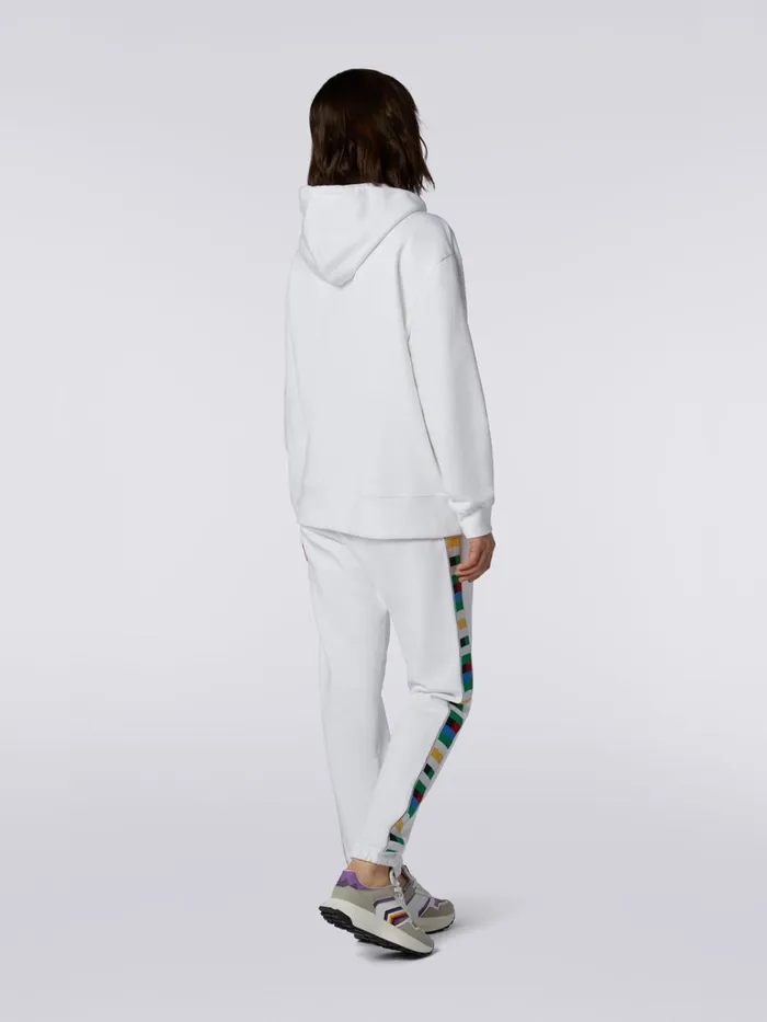 Women FullZip Hooded Sweatshirt With Knitted Bands White and Multicoloured Heritage Missoni Sport