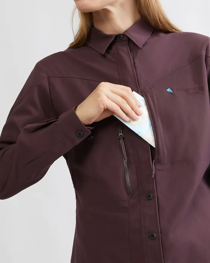 Women Garm Levitend Long Sleeve Shirt Amaranth Red Klttermusen Shirts