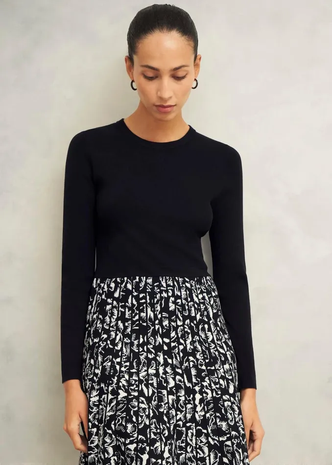 Women Gill Knitted Dress Black Ivory Hobbs Dresses and Jumpsuits