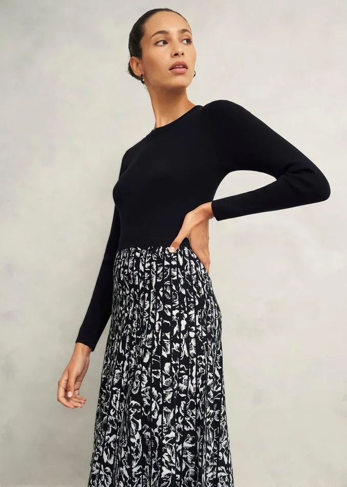 Women Gill Knitted Dress Black Ivory Hobbs Dresses and Jumpsuits
