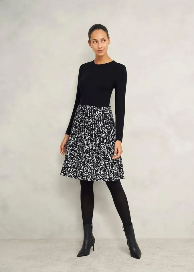 Women Gill Knitted Dress Black Ivory Hobbs Dresses and Jumpsuits